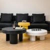 French Style Solid Mdf Veneer Round Wood Coffee Table Set C298