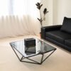 Square Metal Frame Glass Coffee Table C299