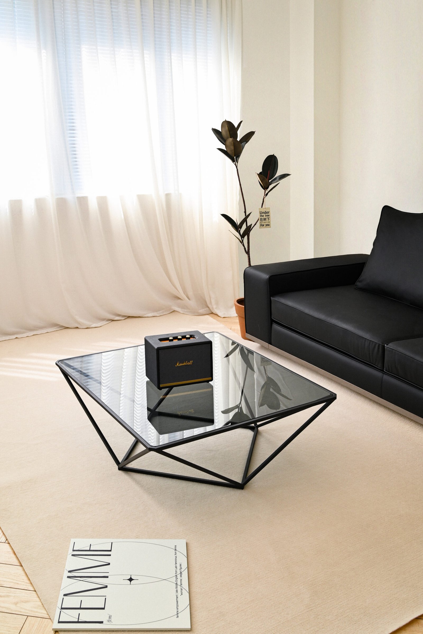 Square Metal Frame Glass Coffee Table C299