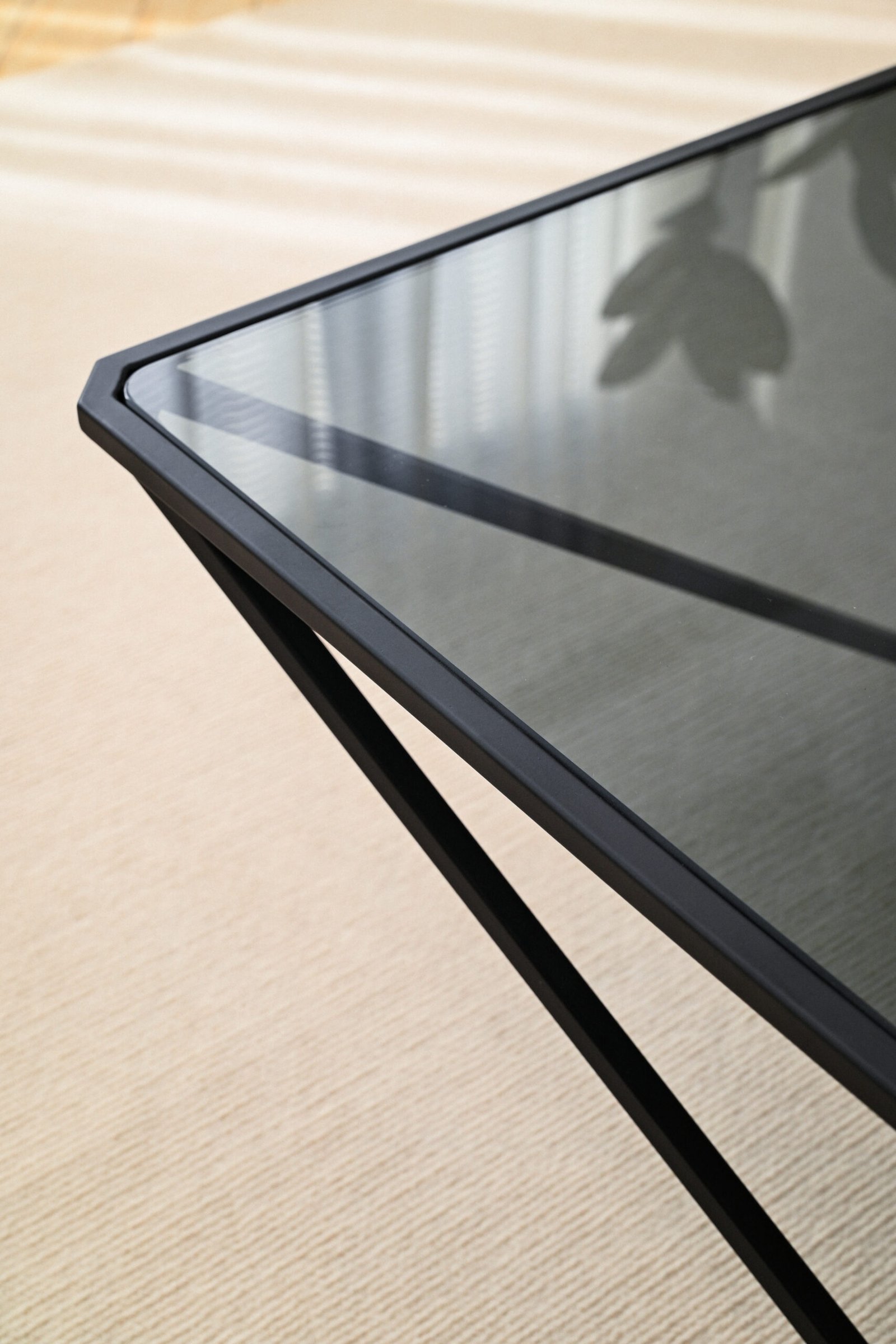 Square Metal Frame Glass Coffee Table C299