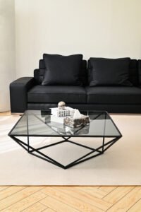 Square Metal Frame Glass Coffee Table C299
