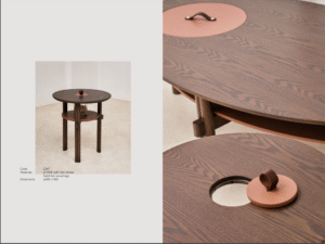 Oval Ocher Brown Wooden Storage Side Table C267