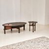 Oval Ocher Brown Wooden Storage Side Table C267