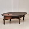 ﻿Oval Ocher Brown Wooden Storage Coffee Table C268