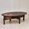 Oval Ocher Brown Wooden Storage Coffee Table C268