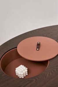 Oval Ocher Brown Wooden Storage Coffee Table C268