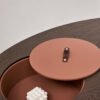 Oval Ocher Brown Wooden Storage Coffee Table C268