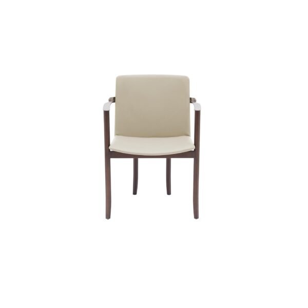 B938-Solid Ash Frame-Metal Arm-PU seat-White Metal Backrest Wood Leather Fabric Dining Chair B938