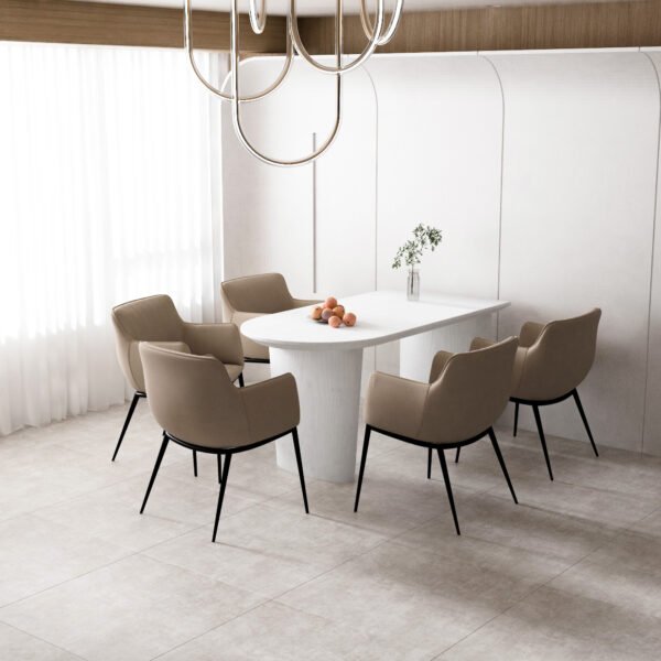 B954场景图 (2) Nordic Artificial Leather Grey Dinning Armchair B954