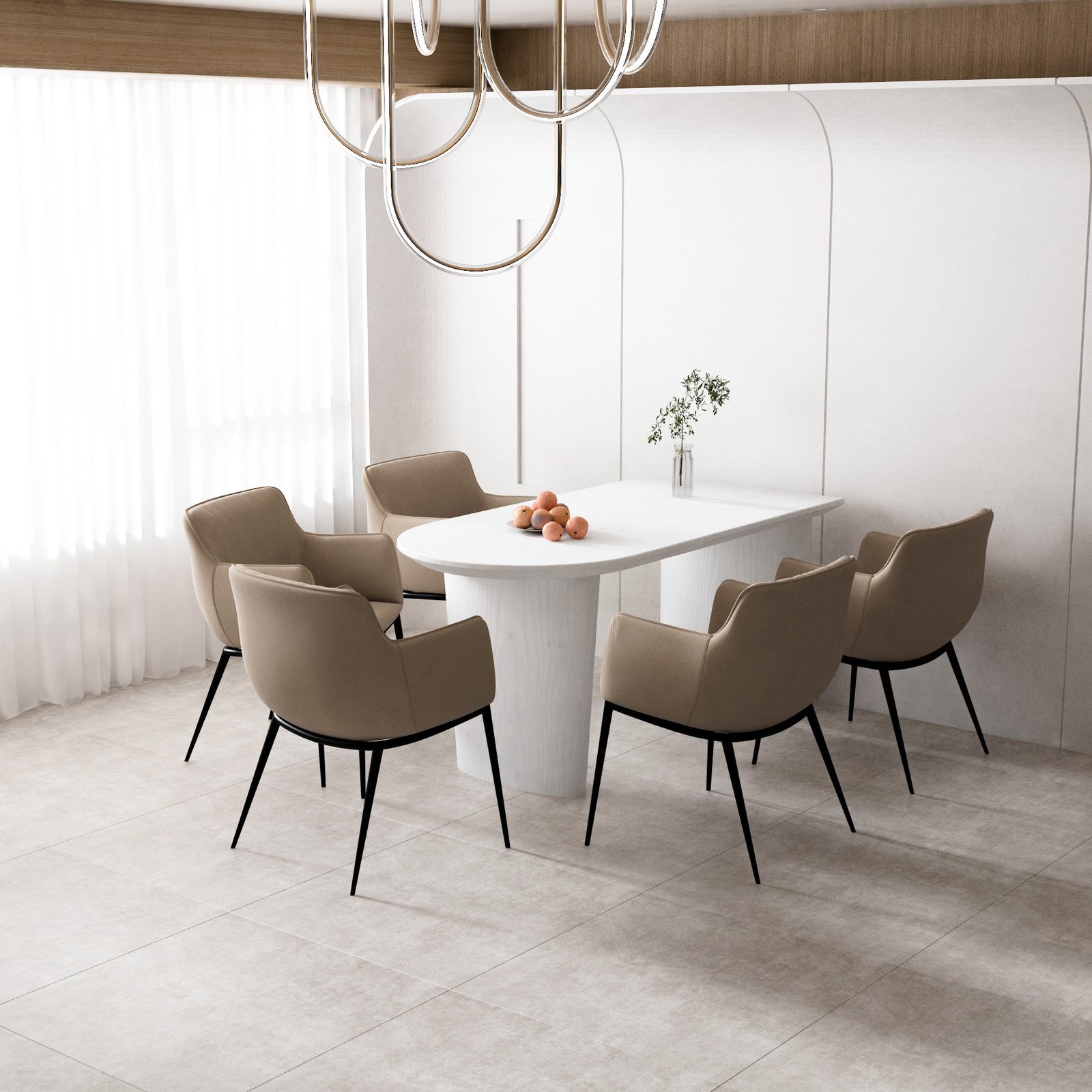 Nordic Artificial Leather Grey Dinning Armchair B954