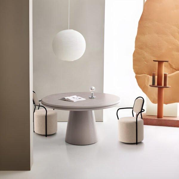 B957餐桌餐椅 Wooden Minimal Veneer Oak Round Shaped Dining Tables A964
