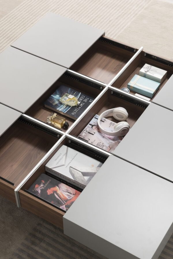 C169L Walnut Wood with Storage 4 Drawers Coffee Table C169