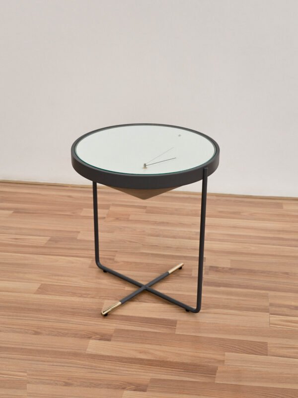 Modern Round Tempered Glass Coffee Table with Clock Design C226