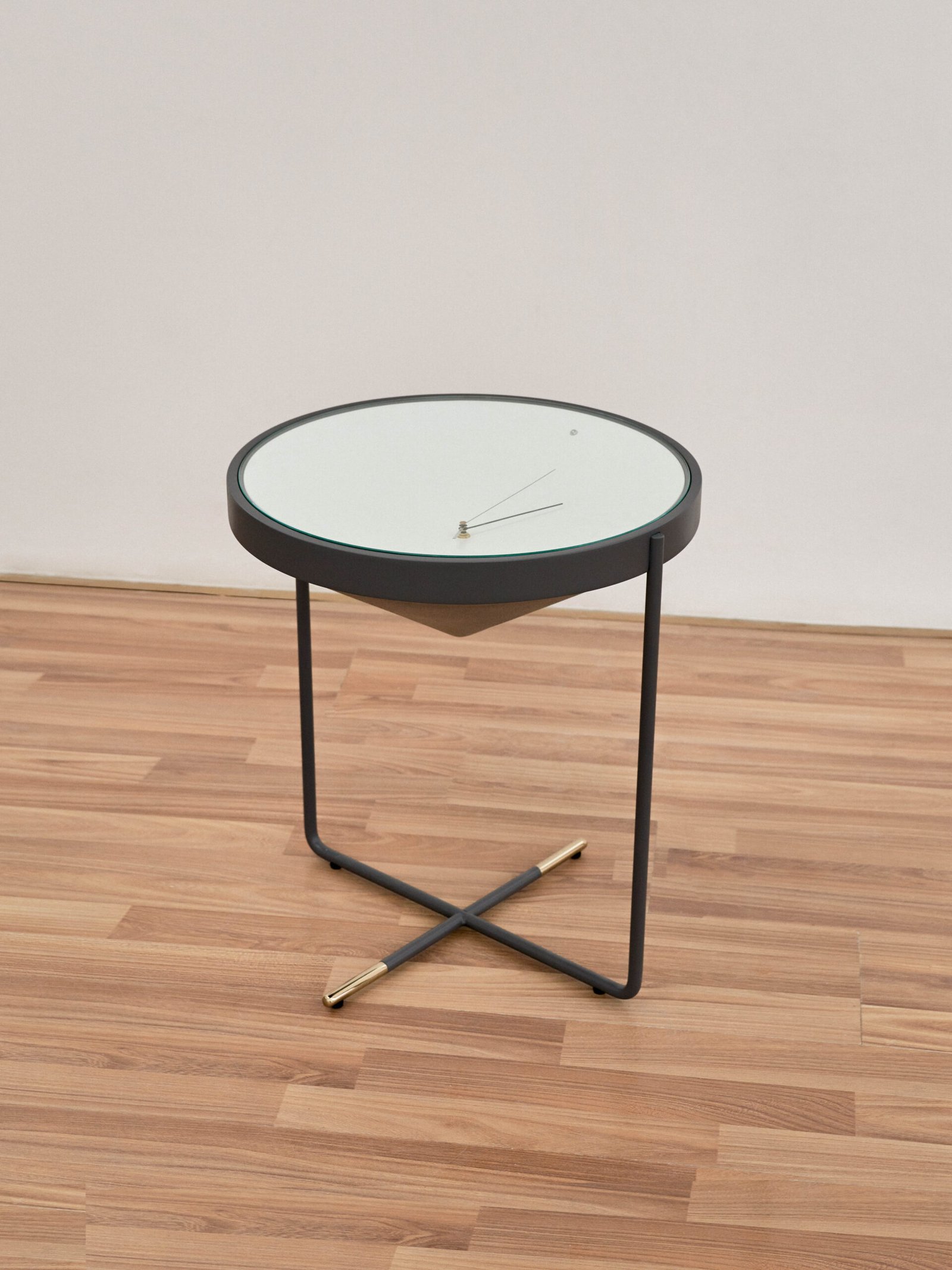 Modern Round Tempered Glass Coffee Table with Clock Design C226
