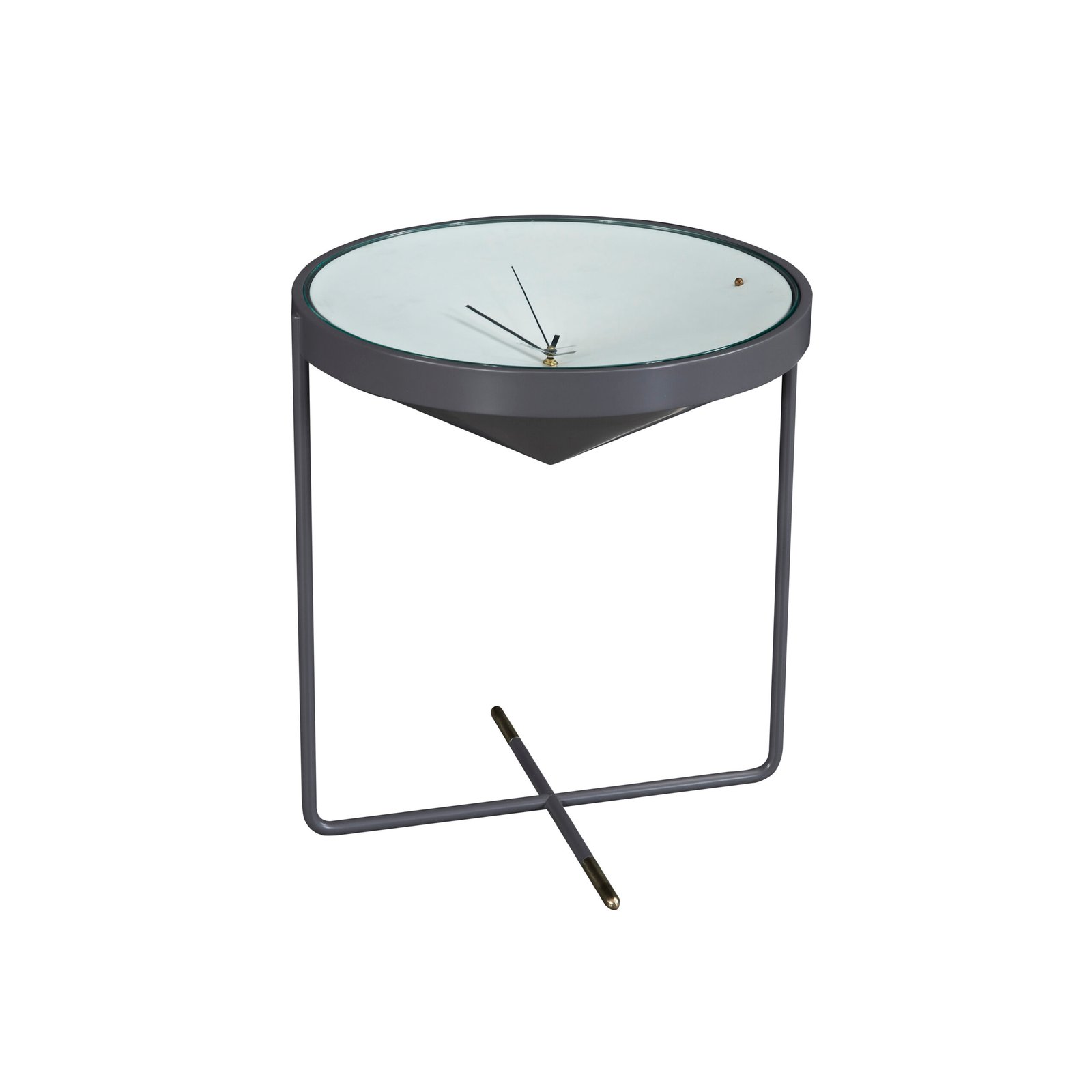Modern Round Tempered Glass Coffee Table with Clock Design C226