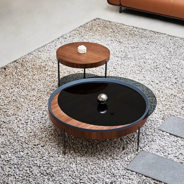 C227+C244 场景图 Elegant Luxury Round Glass Tray Coffee Table C244