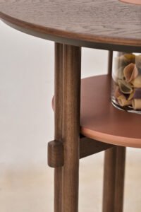 Oval Ocher Brown Wooden Storage Side Table C267