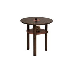 C267-End Table Oval Ocher Brown Wooden Storage Side Table C267