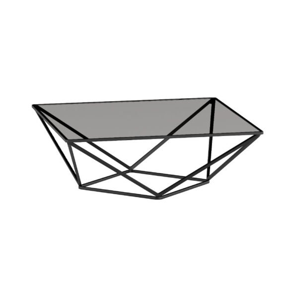 C299 Square Metal Frame Glass Coffee Table C299