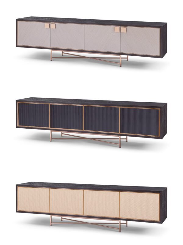 HE1276 电视柜 系列白底图 Black Oak Wooden Media Console TV Cabinet HE1276