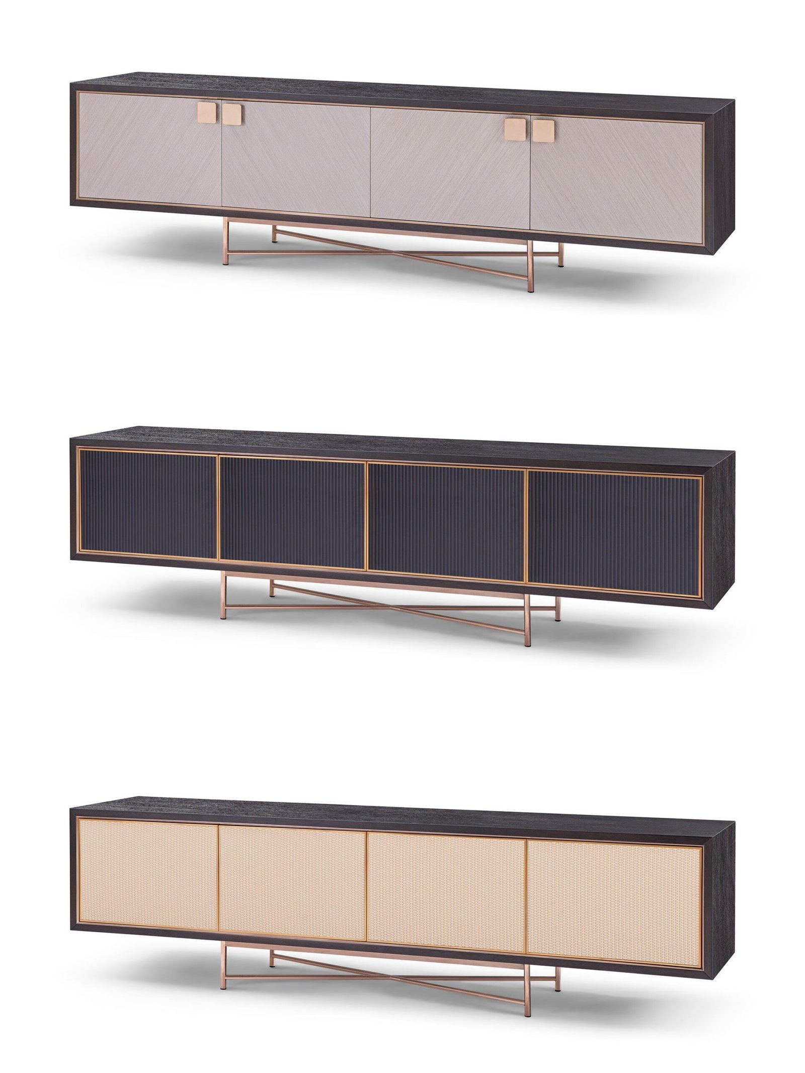 Black Oak Wooden Media Console TV Cabinet HE1276