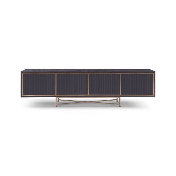 HE1276B (1) Black Oak Wooden Media Console TV Cabinet HE1276