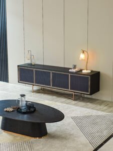 Black Oak Wooden Media Console TV Cabinet HE1276