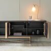 Black Oak Wooden Media Console TV Cabinet HE1276