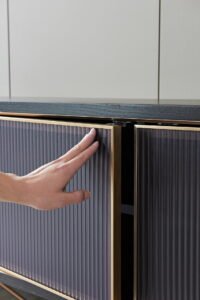 Black Oak Wooden Media Console TV Cabinet HE1276