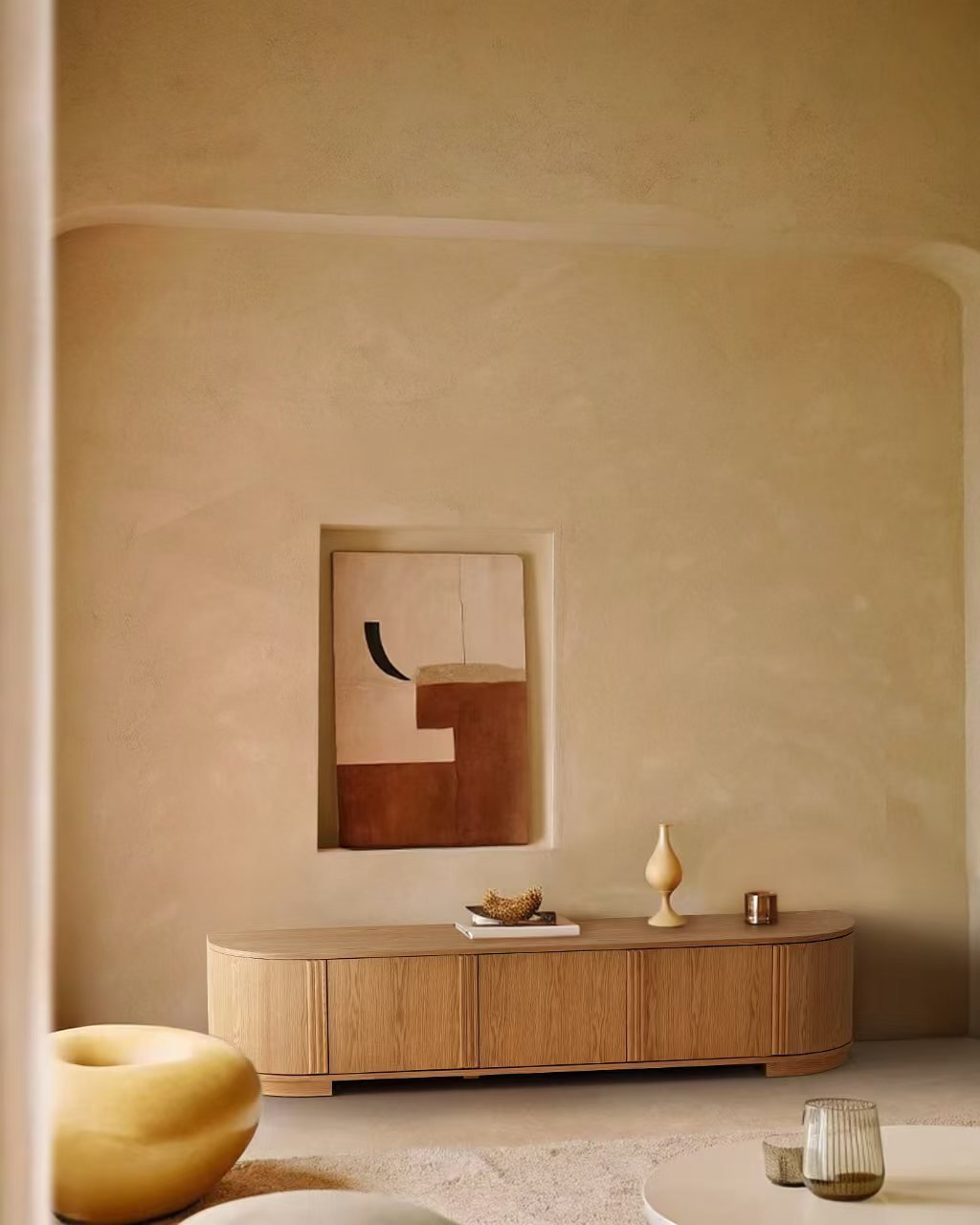 Natural Color Media & TV Unit with Storage HE1288