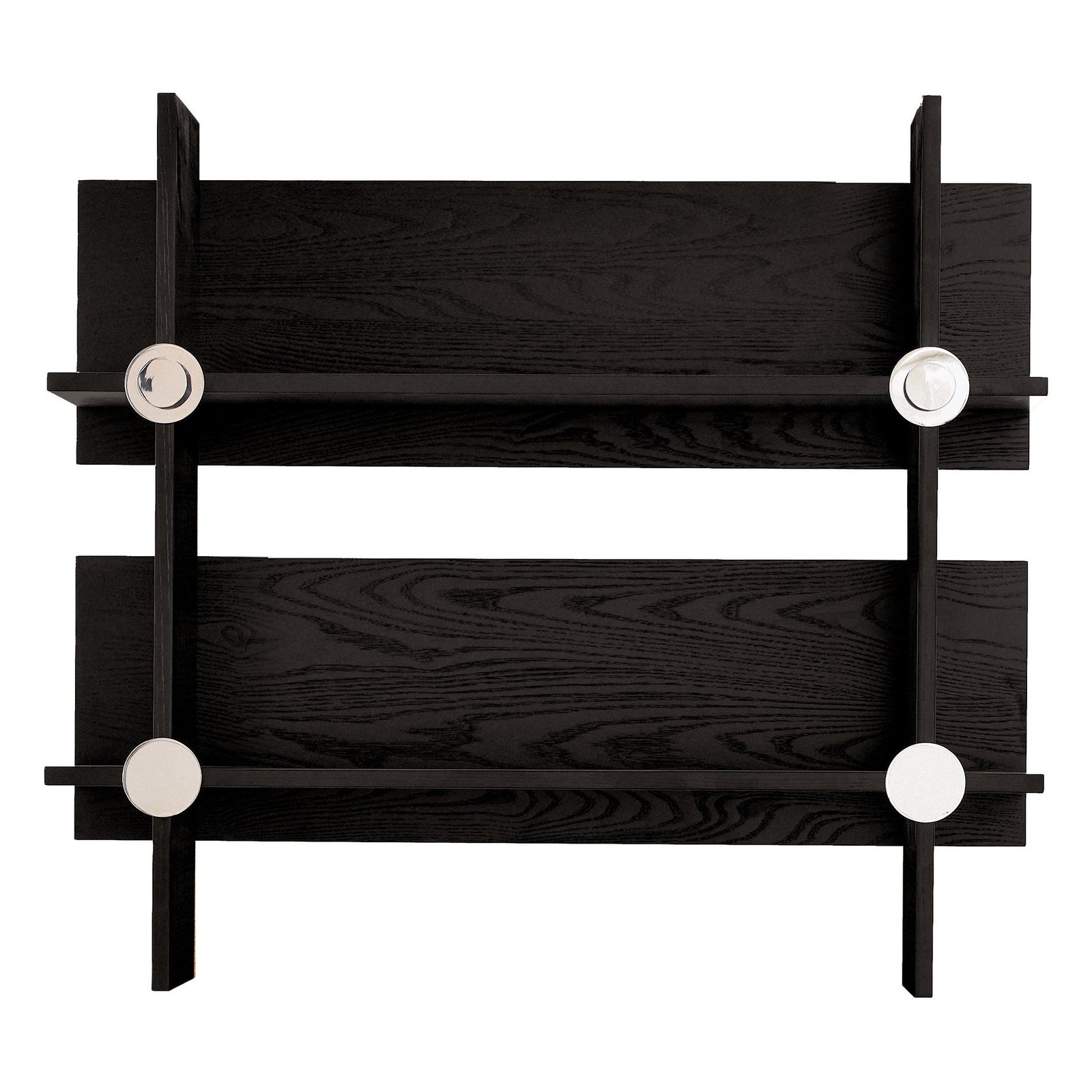 HE2304-P2 Melamine-Stainless Steel-Dark Color Decorative 2-Tier Multi-Functional Wood Storage Bookshelf HE2304