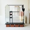 Metal Hat Coat Rack Storage Wardrobe With Dressing Mirrors HE5648