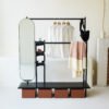 Metal Hat Coat Rack Storage Wardrobe With Dressing Mirrors HE5648