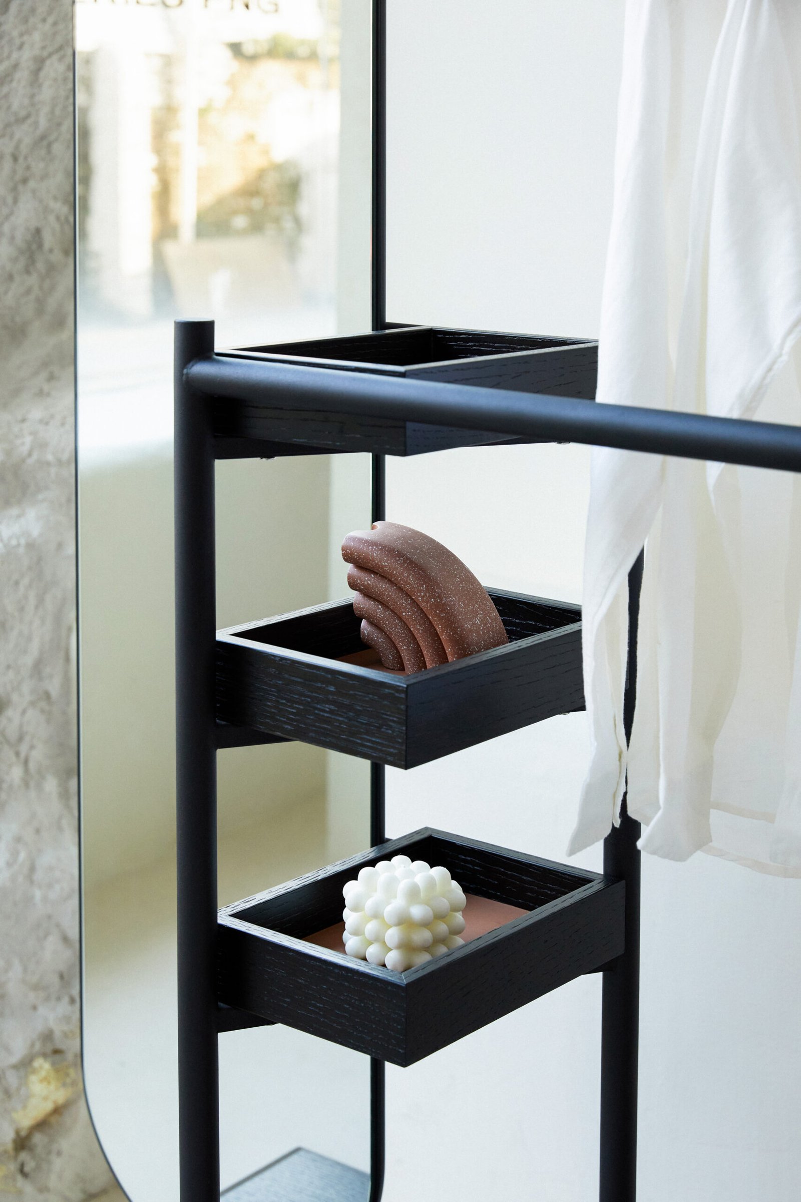 Metal Hat Coat Rack Storage Wardrobe With Dressing Mirrors HE5648