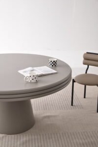 Wooden Minimal Veneer Oak Round Shaped Dining Tables A964