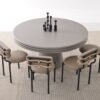 Wooden Minimal Veneer Oak Round Shaped Dining Tables A964