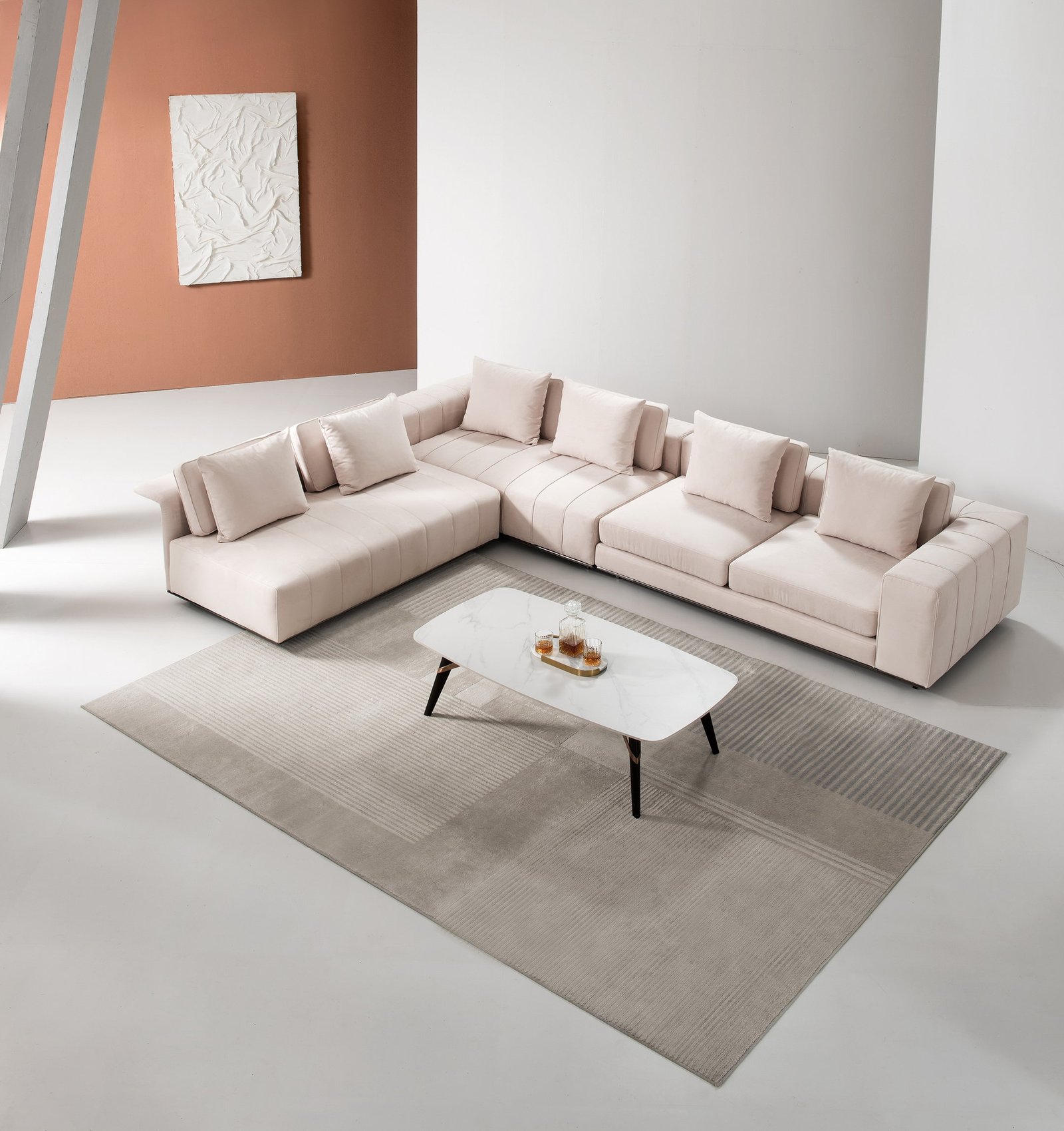 Italian Design Luxury Large Leather Sectional Sofa UN004