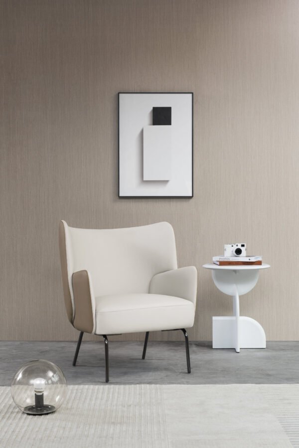 JHB141场景图-白色皮革 Clam shell Leisure Arm Chair JHB141