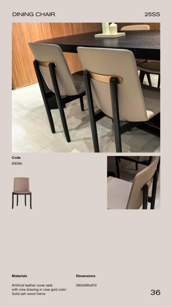 KOYA FAIR LIVE 2025SS_35 Backrest Wood Leather Fabric Dining Chair B938A
