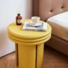 French Style Solid Mdf Veneer Round Wood Coffee Table Set C298
