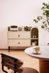 Ins Style Cream-Colored Wood Sideboard Cabinet HE3706
