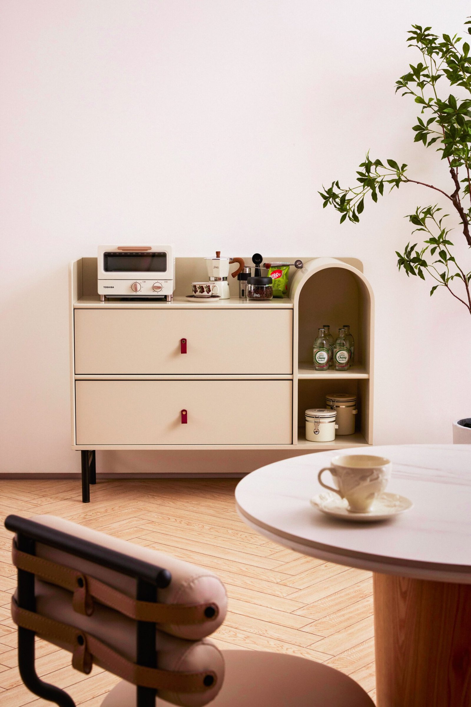 Ins Style Cream-Colored Wood Sideboard Cabinet HE3706