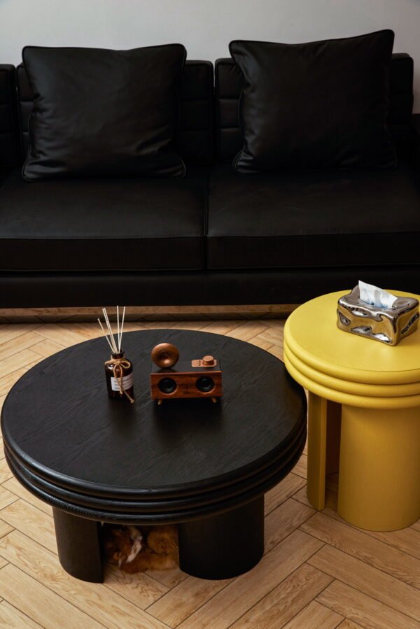 LXWH20019 French Style Solid Mdf Veneer Round Wood Coffee Table Set C298