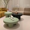 French Style Solid Mdf Veneer Round Wood Coffee Table Set C298