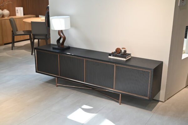 TZ5_0759 Black Oak Wooden Media Console TV Cabinet HE1276