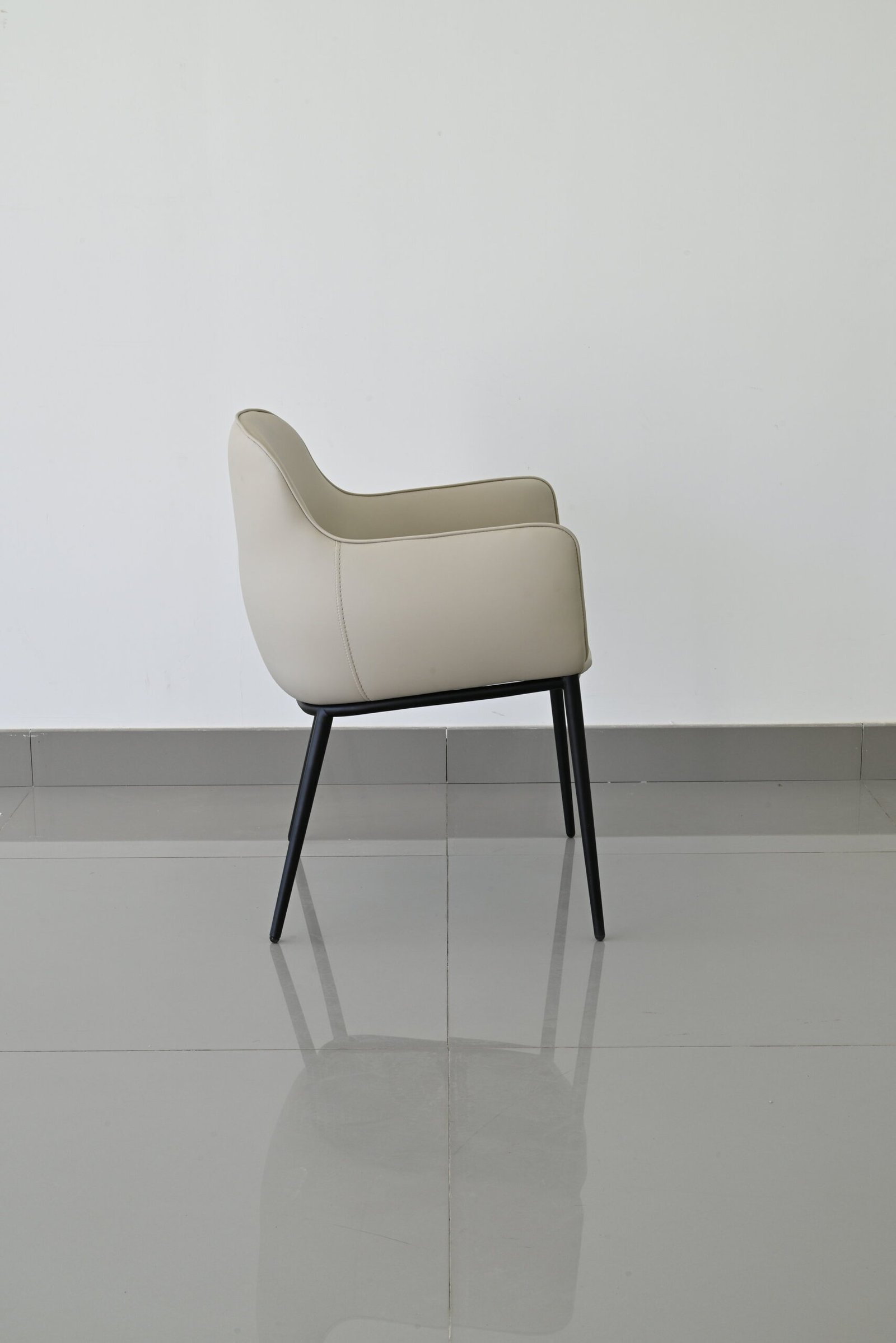 Nordic Artificial Leather Grey Dinning Armchair B954