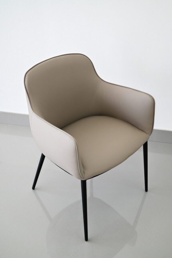 TZ5_7834 Nordic Artificial Leather Grey Dinning Armchair B954