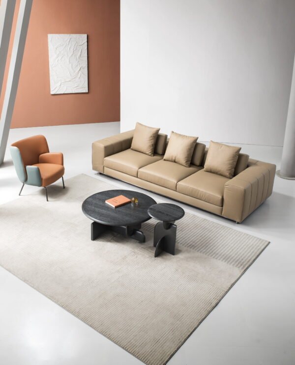 UN001 场景图 (2) Nordic Italian Genuine Leather Sofa UN001