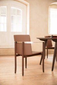 Metal Backrest Wood Leather Fabric Dining Chair B938