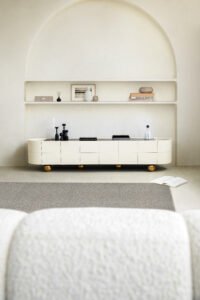 French Style Elegant Curved TV Cabinet HE1273